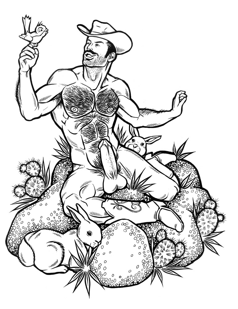 "Snow White Cowboy", 1997, Ink on paper, 10"x12", $250