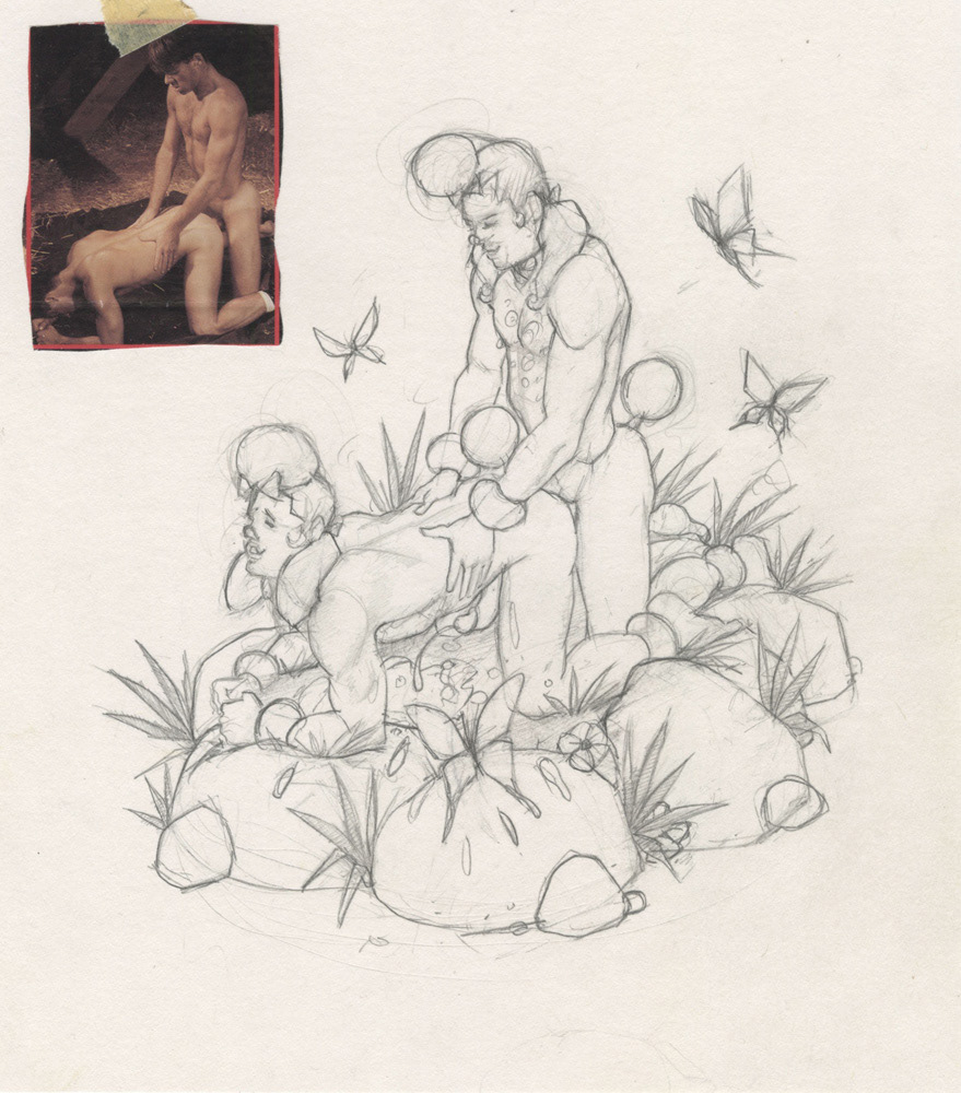 "Bisous & Balthazar", sketch, 1995, 7.5"x8.5", $20