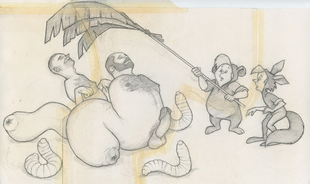 Tending Maggots", 1993, 13"x8", $50
