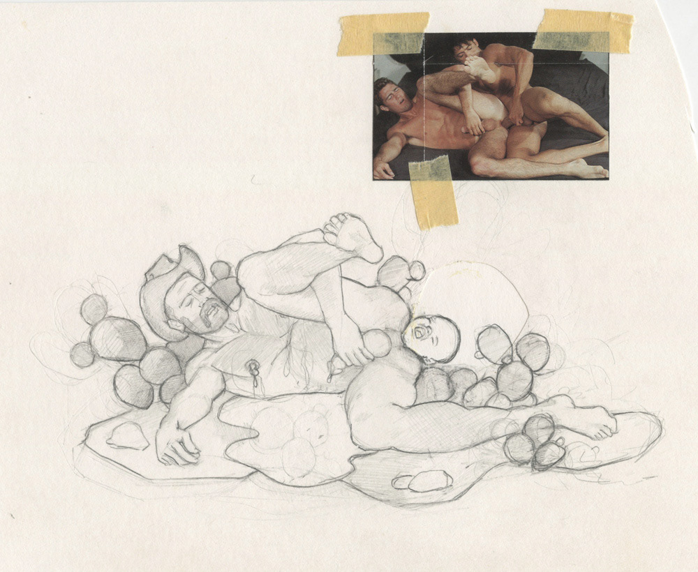 "Cowboy Birthing", sketch, 1997, 9"x7", $20