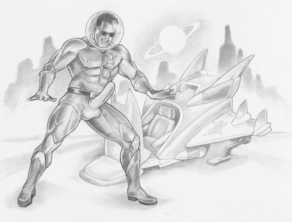 Spaceman with Boner, 2000, 11"x8.5", $150