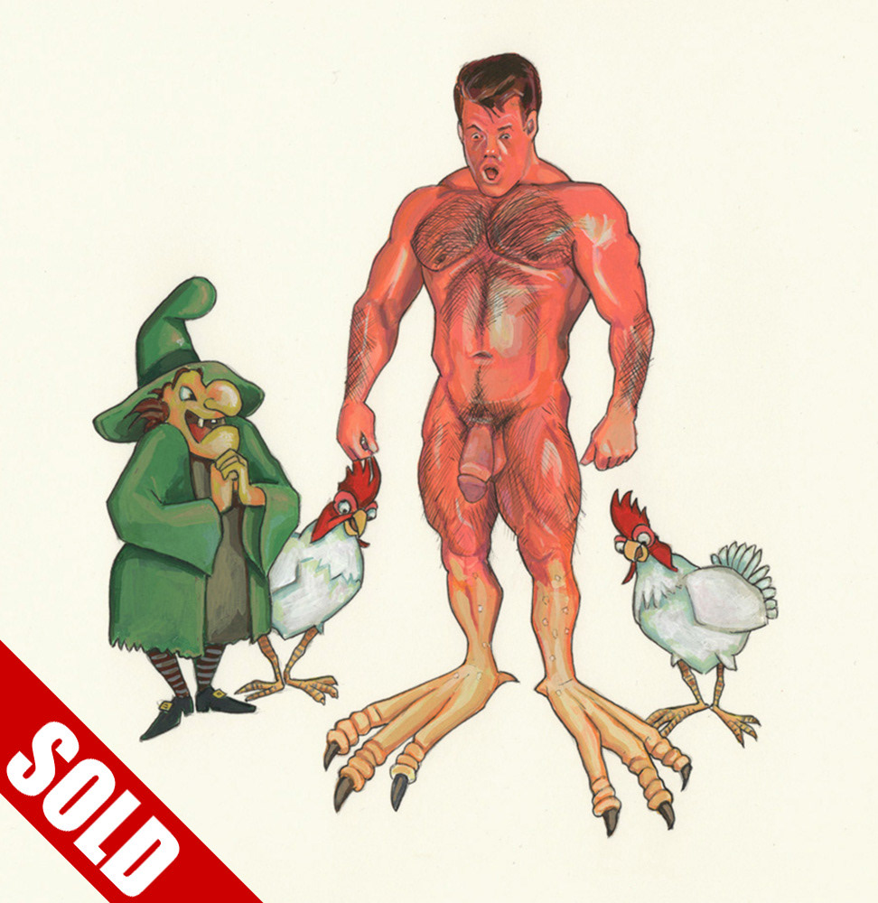 "Chicken Footed", 1994, Acrylic & colored pencil, SOLD