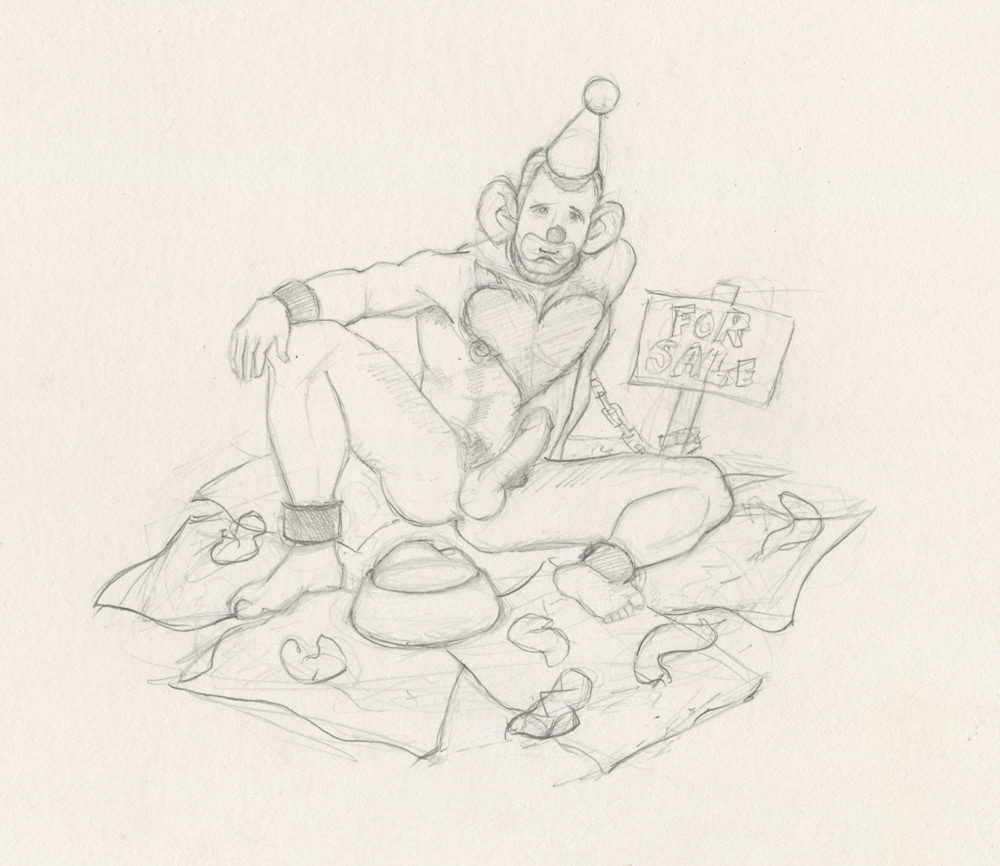 "Clown for Sale", 1995, 8"x7", $20