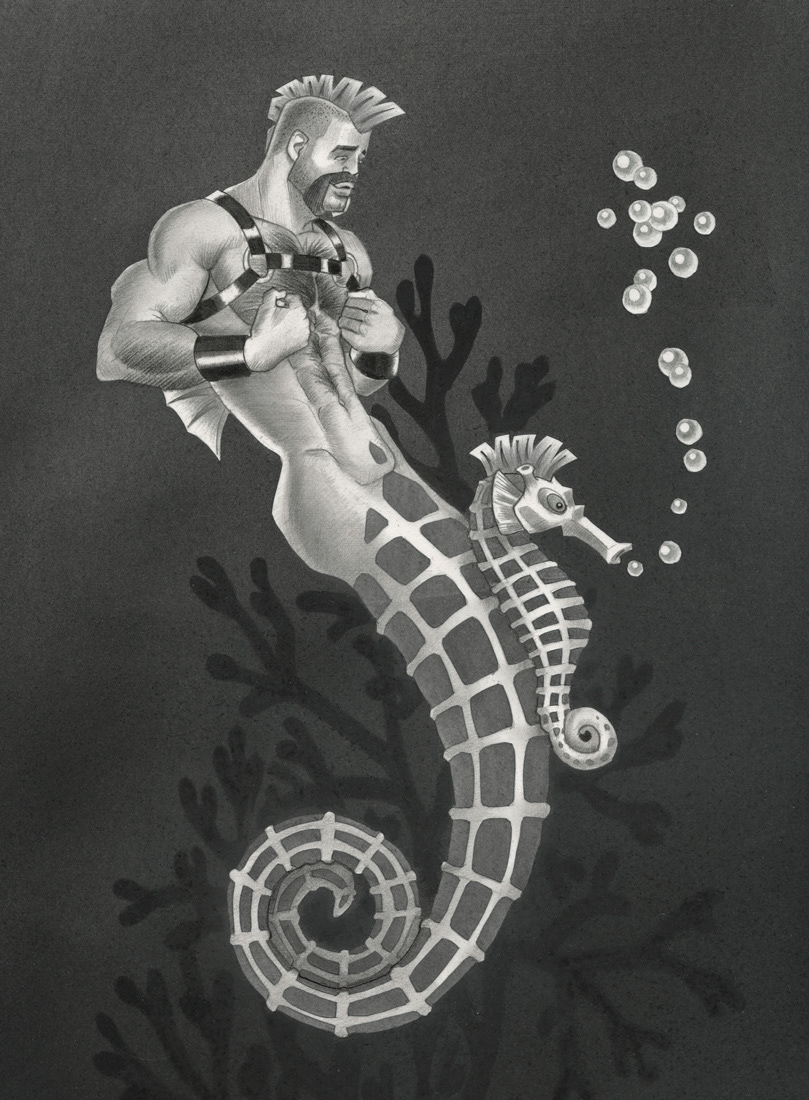 "Hippocamp Horndog", 2012, 9" x 12", $300