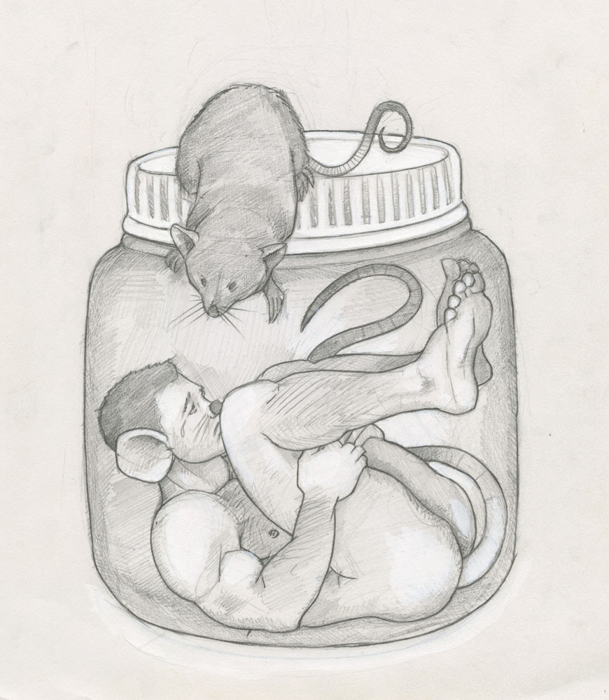 "Bottled Mouseboy", 1993, 7"x9", $50