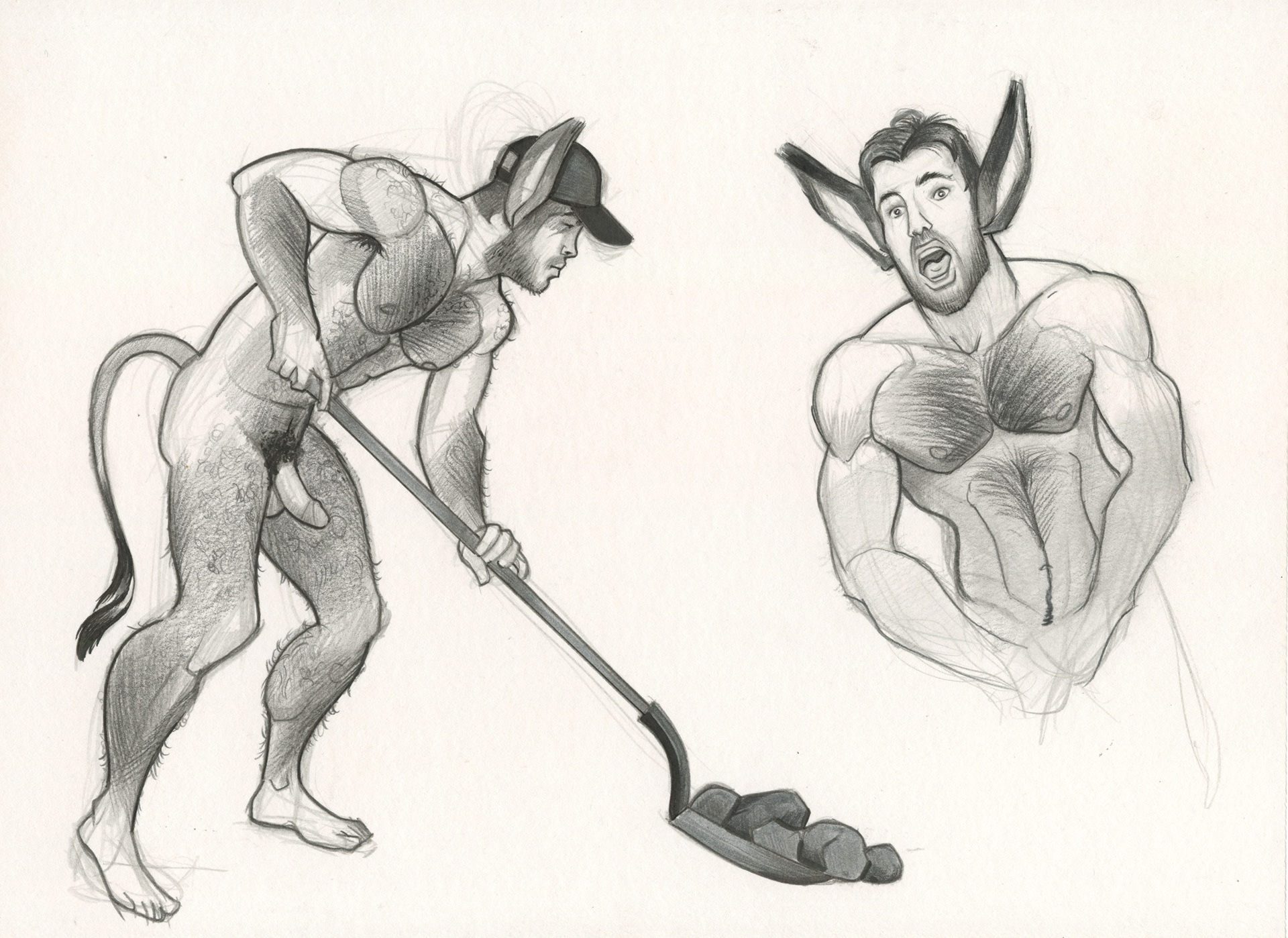 "Shovelling & Braying", 2015, 11"x8.5", $50
