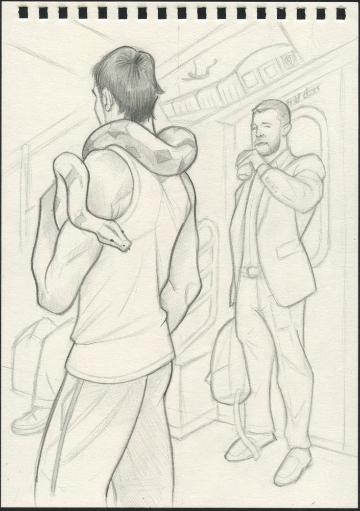 "Snake on a train.", 2026, 6"x8", $150
