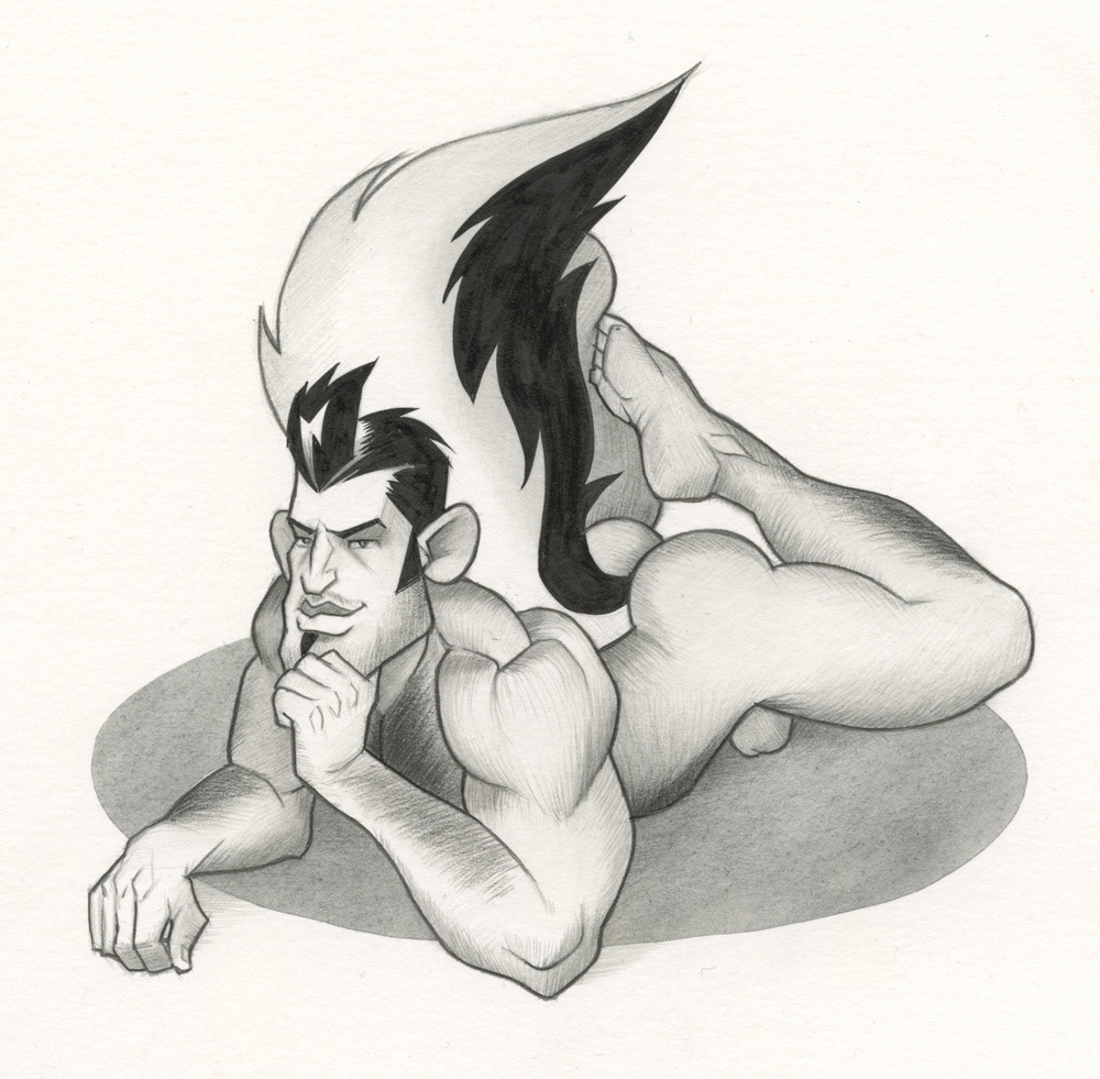 "Skunk Thinkin'", 2005, ink and graphite, 8"x8", $150