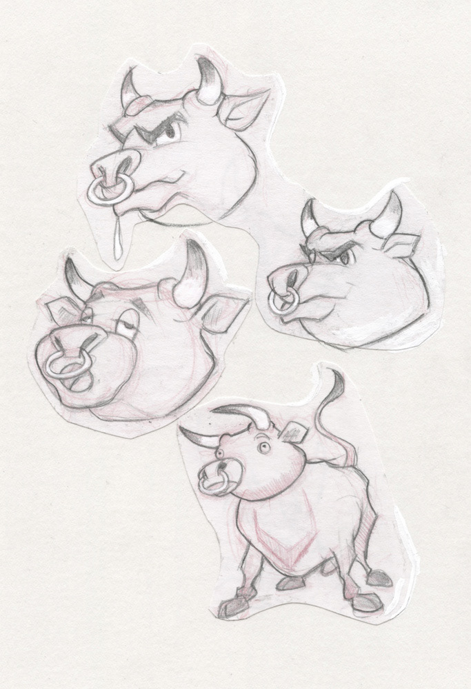 "Bull Doodles 2", 2000, 5"x8", $40