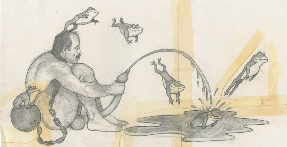 "Froggy Fountain", 1993, 14.5"x7.5", $50