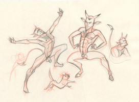 "Devils with Hell Cat Doodles ", 2008, 12"x9", $30