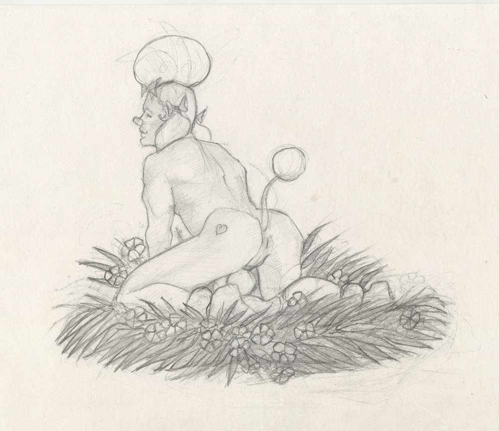 "Poodle Nesting", sketch, 1995, 9.5"x7.5", $20
