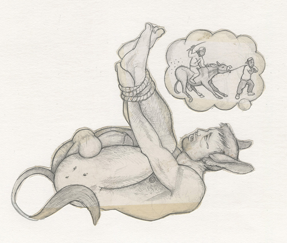 "Hogtied Donkeyboy", 1993, 11"x9", $50