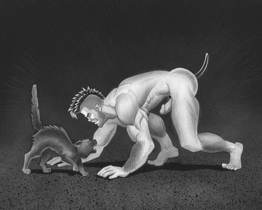 Scoot vs Cat, 2011, 10" x 8", $300