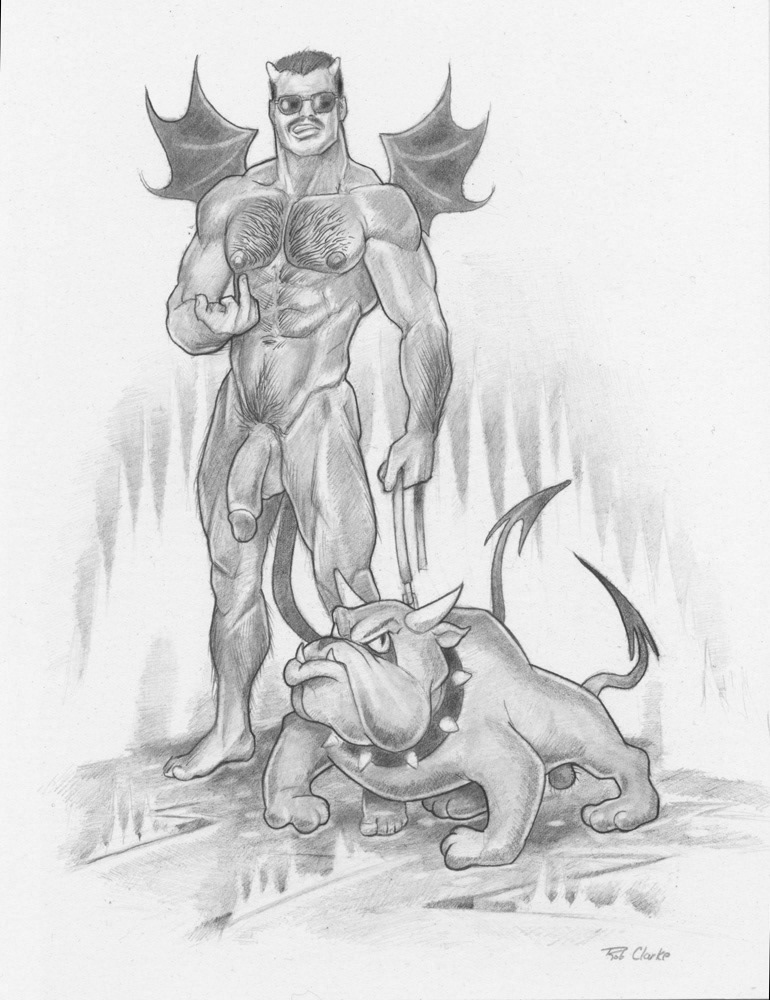 Demon with Bull Dog, 2003, 8.5"x11", $150