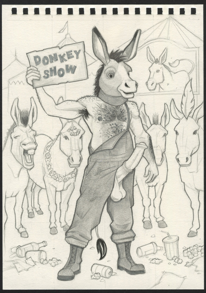 Page #12, “Dude, that mask looks so real! How do you take it off?”  2026, 6"x8", $250