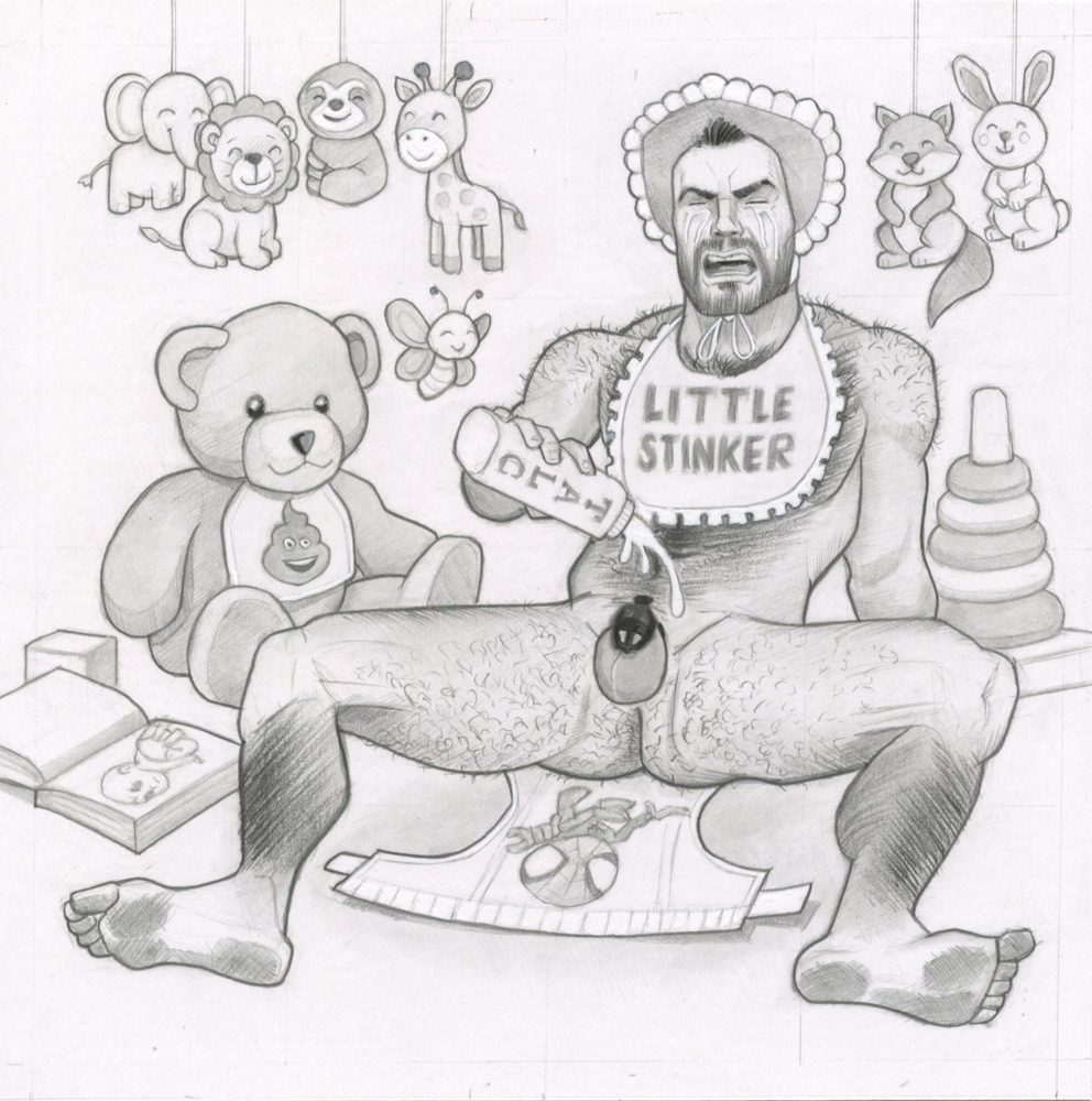 "Buddy", Poor Buddy hates it when he has to talc himself.  2026, 7.5"x7.5", $300
