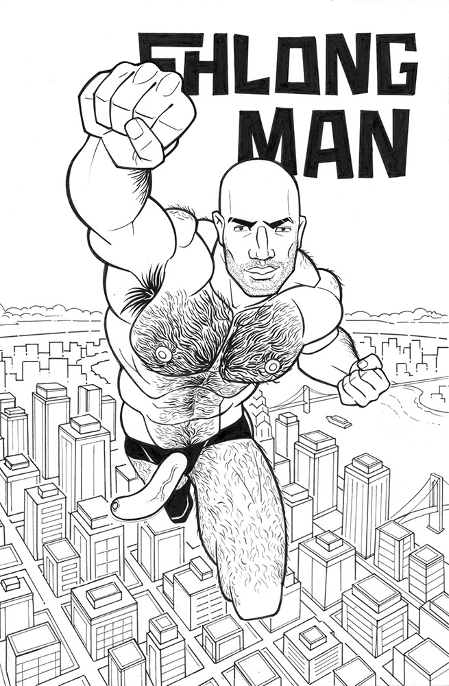 "Shlong Man", 2012/2026, 7"x11", $300