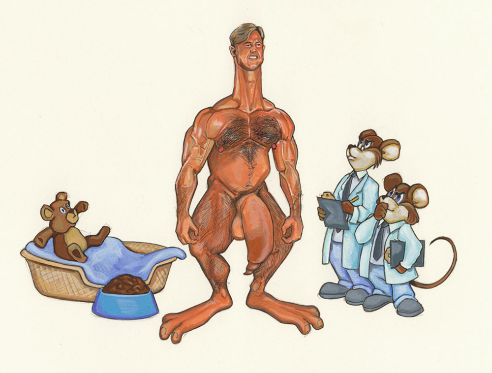 "Test Subject", 1994, 10"x8", Acrylic & colored pencil, $200