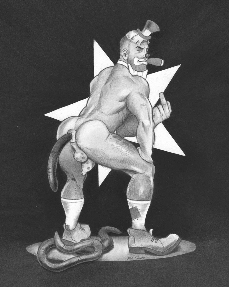 "Shitz the Clown", 2010, 8" x 10", Graphiite, charcoal, ink & silver pencil, $300