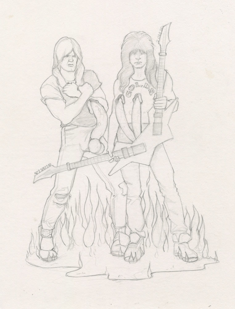 "Diphallia Heavy Metal" sketch, 1996, 7"x9", $15