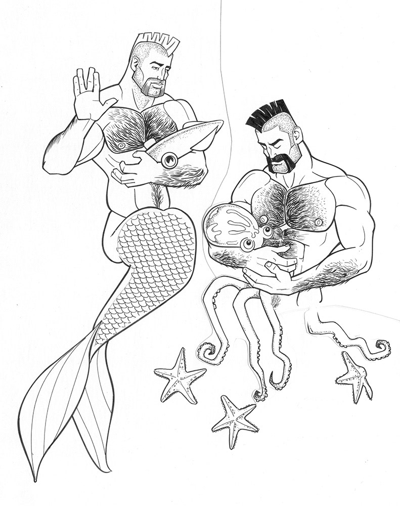 "Mermen Montage", 2008, 10"x13", $150