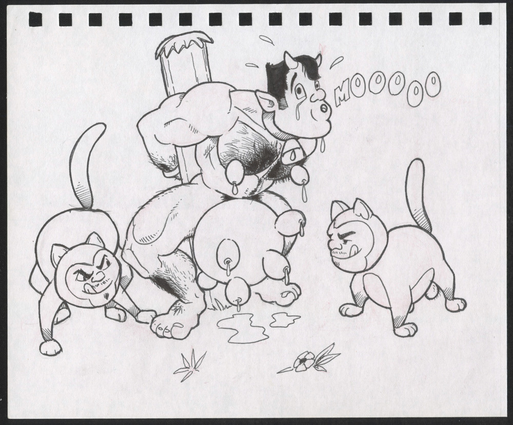 "Cowboi and Cats", 2000, 8"x7", $50