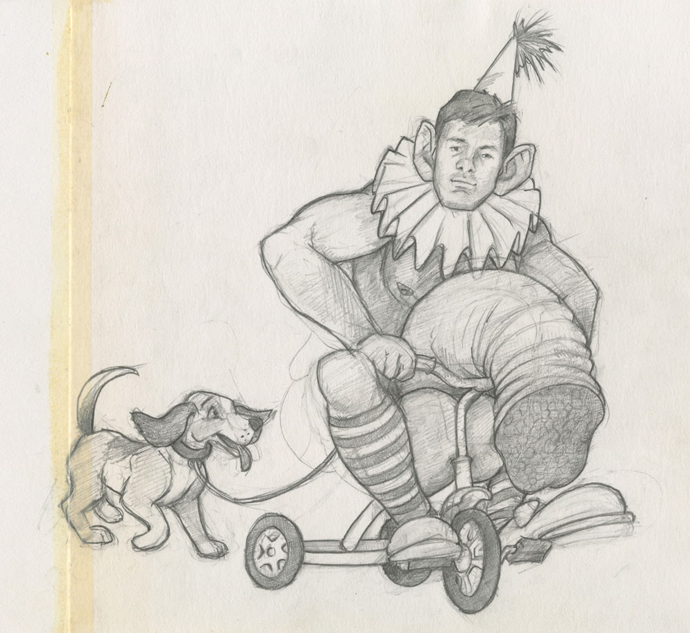 "Clown on a Tricycle", 1993, 9"x8", $30
