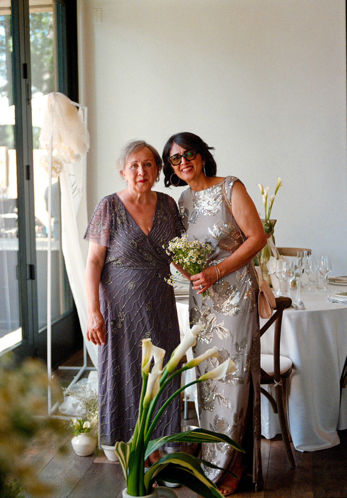 A Julie Vino wedding gown and morning preparations photographed on film in Truckee.
