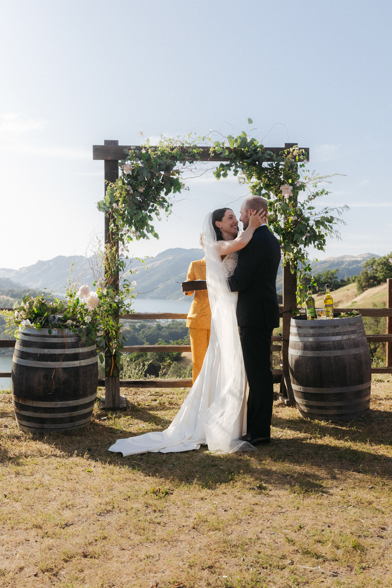Bride and Groom get married overlooking Lake Sonoma in wine country