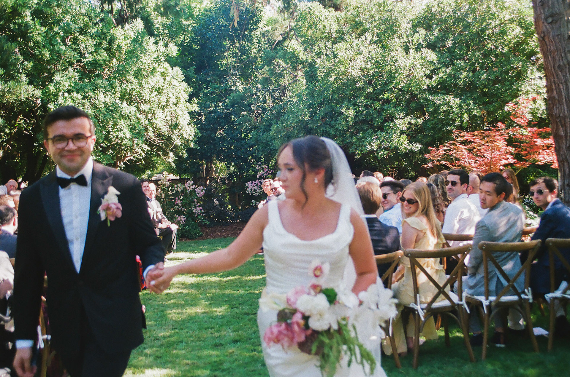 Sophia and Miles celebrated their wedding at her family’s private estate in Northern California. Photographed by Kelly Sharp on film and digital.