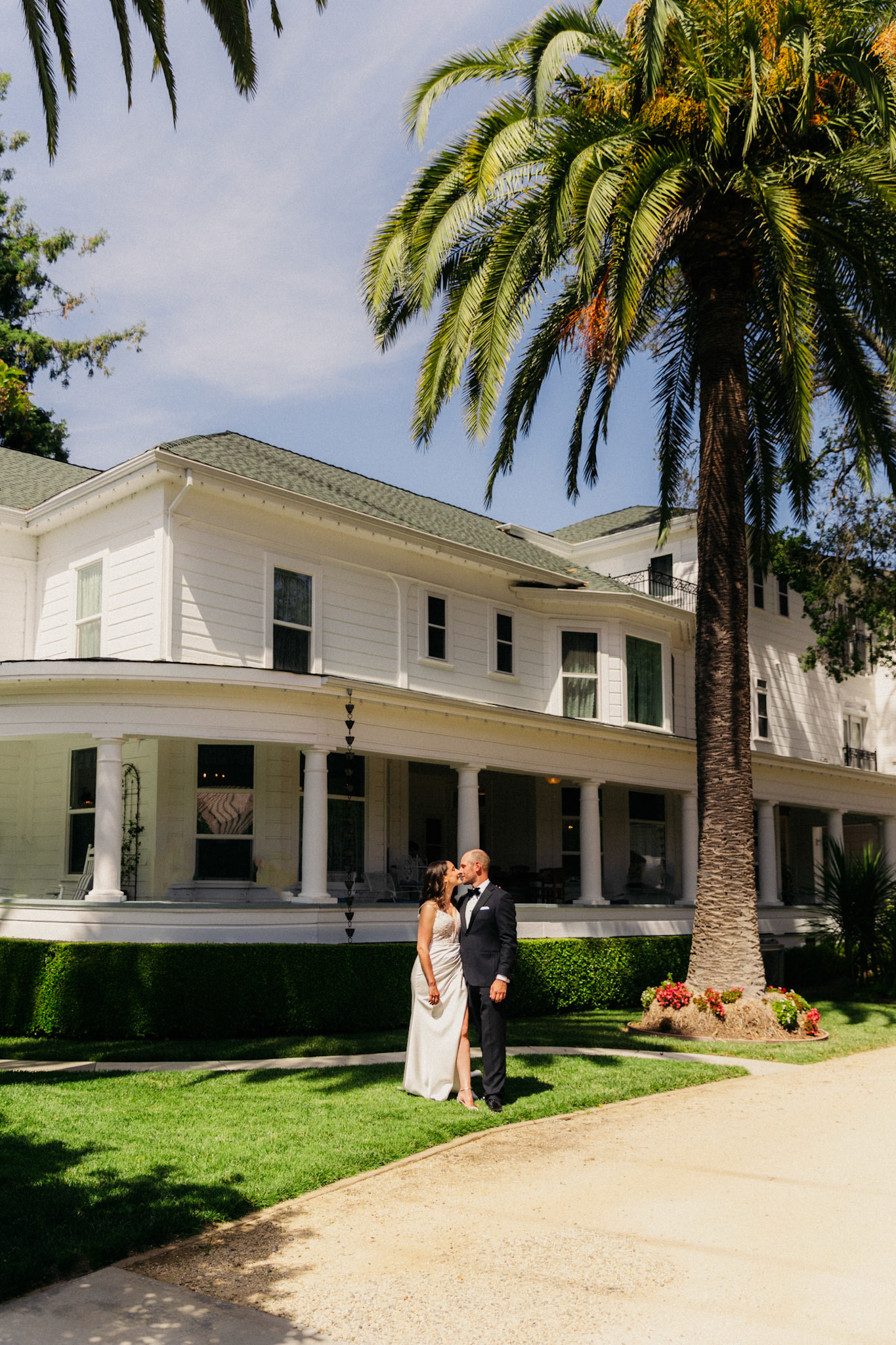 Couple prepares for wedding at Healdsburg Inn, California