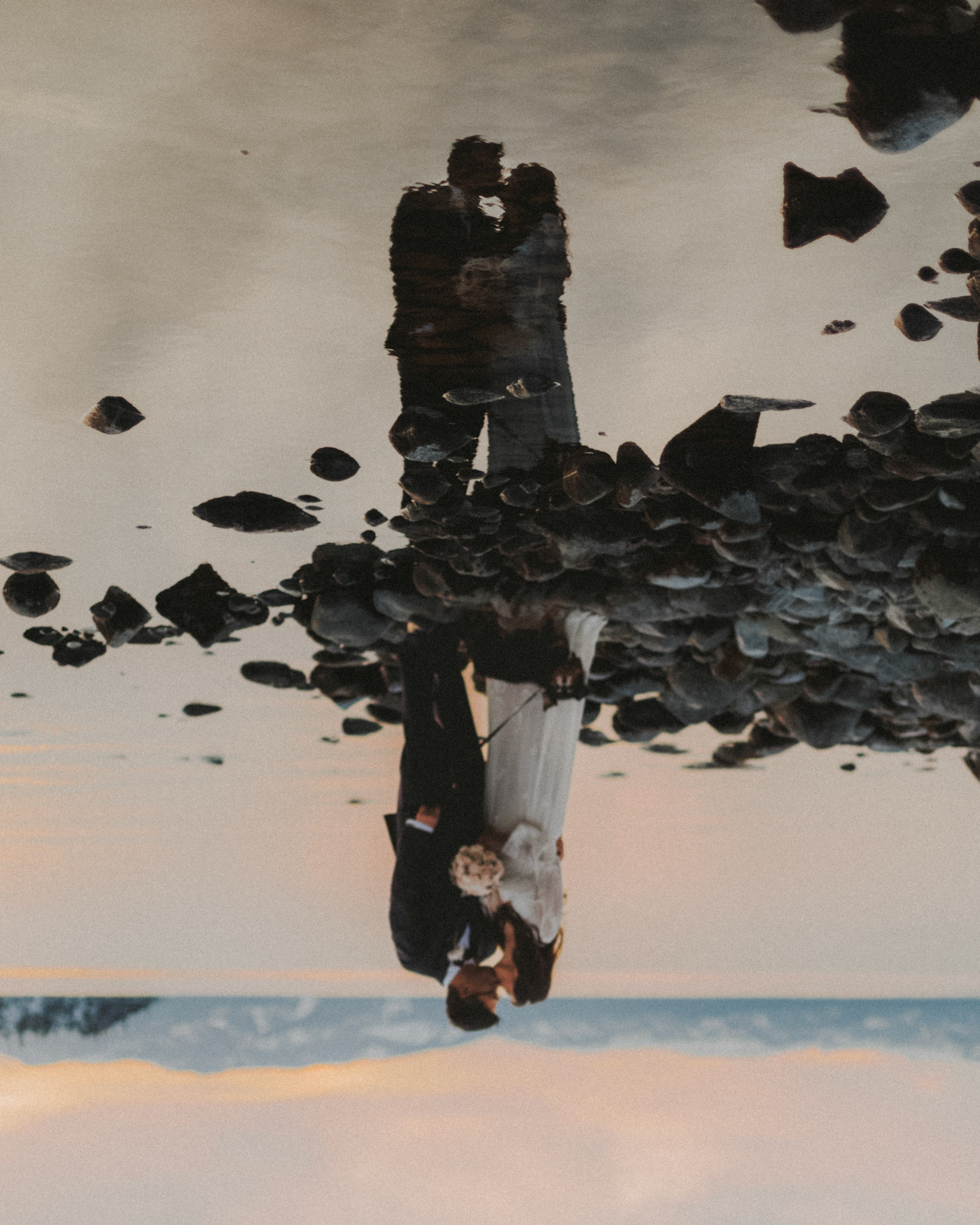 snowy lake tahoe elopement