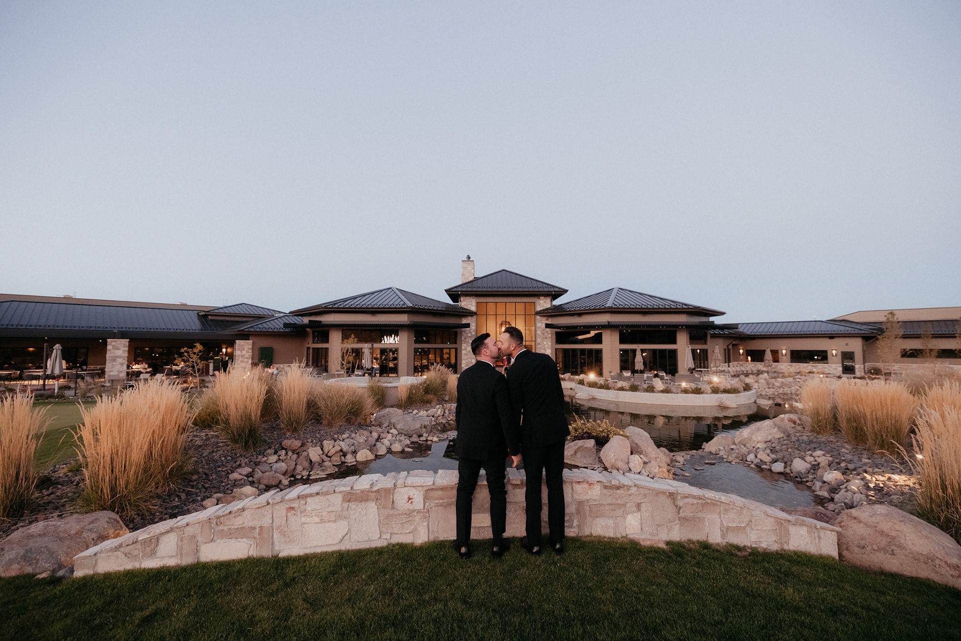 Bret and Derek photographed around The Club at ArrowCreek with the Sierra Nevada in the distance.