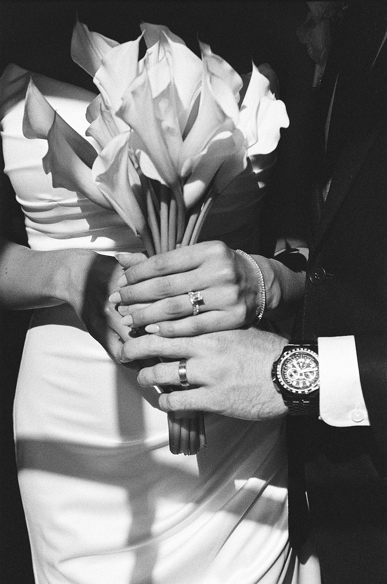 The newlyweds photographed on film among the towering pines and open fairways of Old Greenwood.