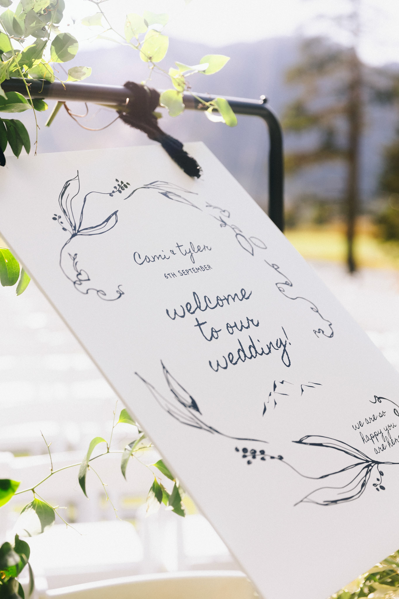 An outdoor mountain wedding ceremony at Everline Resort in Olympic Valley.