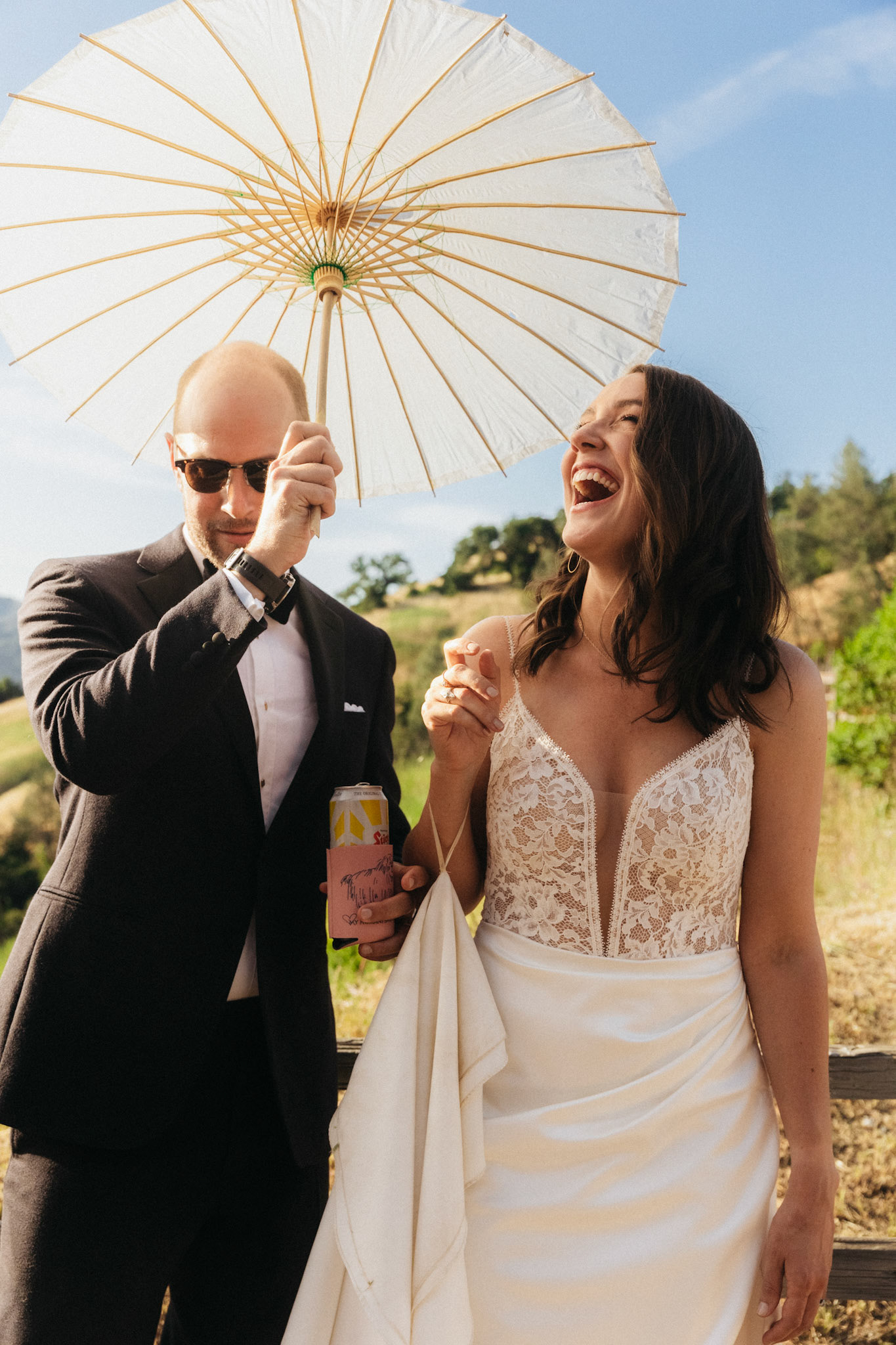 Bride and Groom get married overlooking Lake Sonoma in wine country