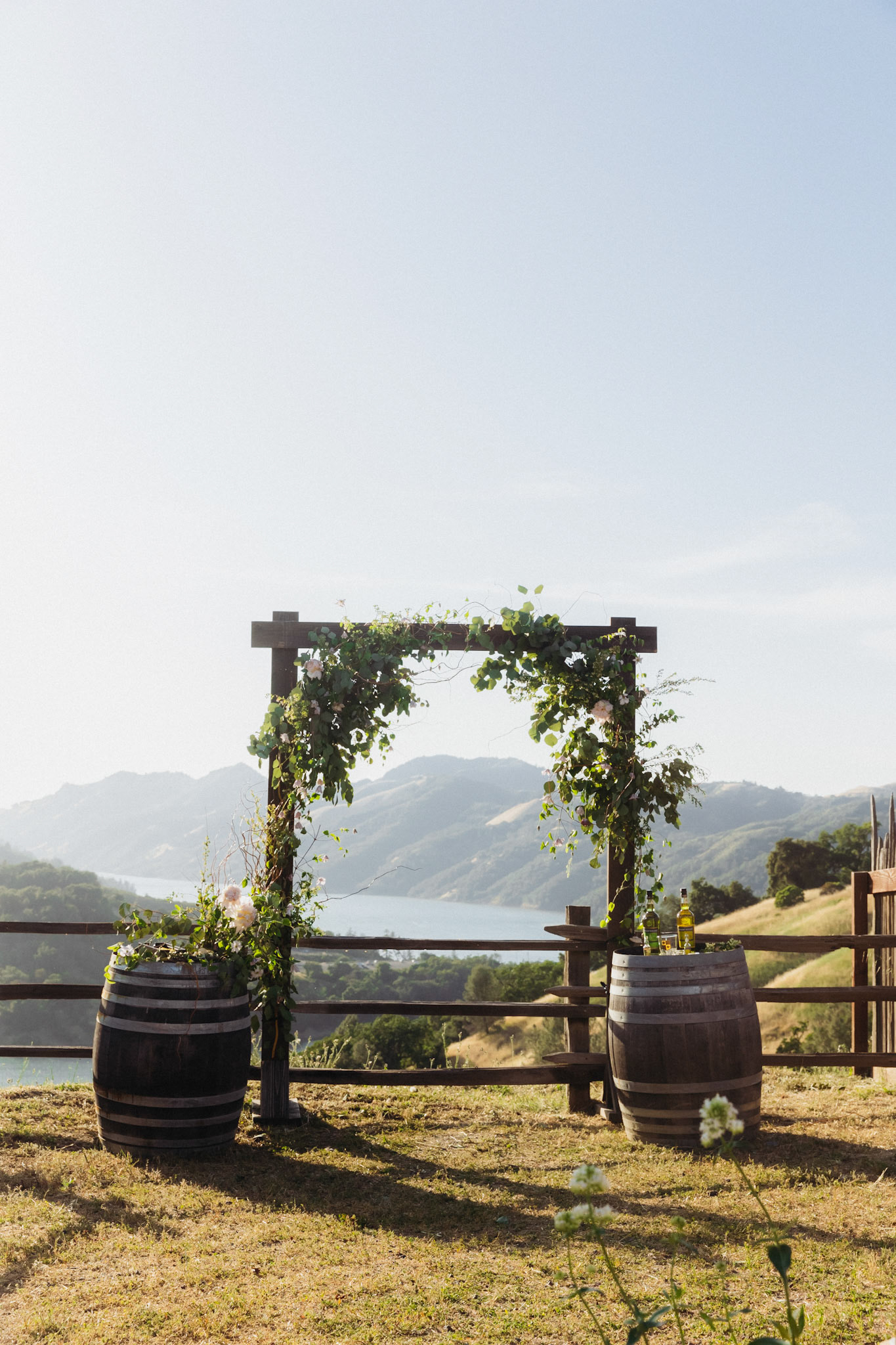 Bride and Groom get married overlooking Lake Sonoma in wine country