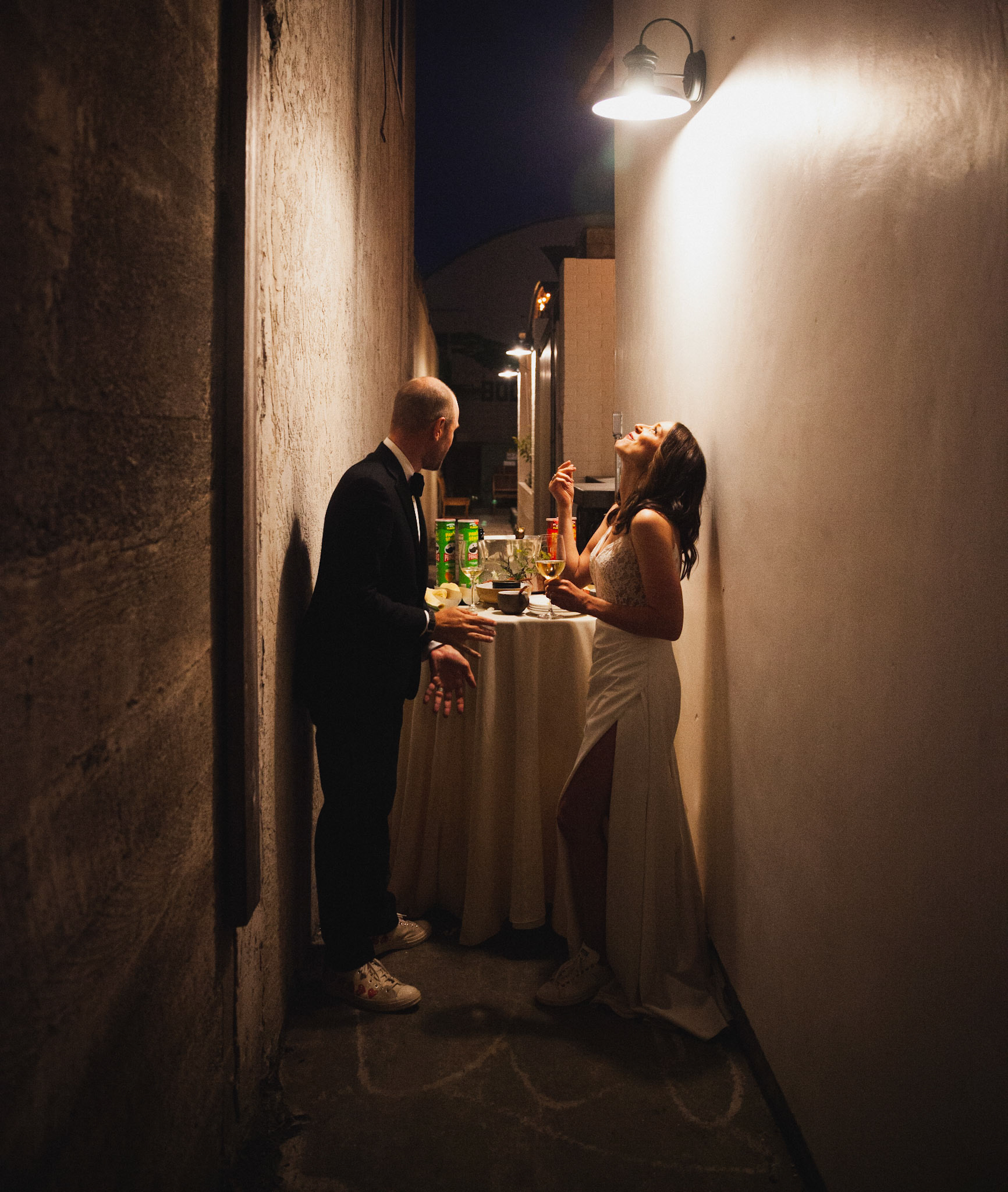 Bride and groom celebrate their marriage with an elegant reception in wine country