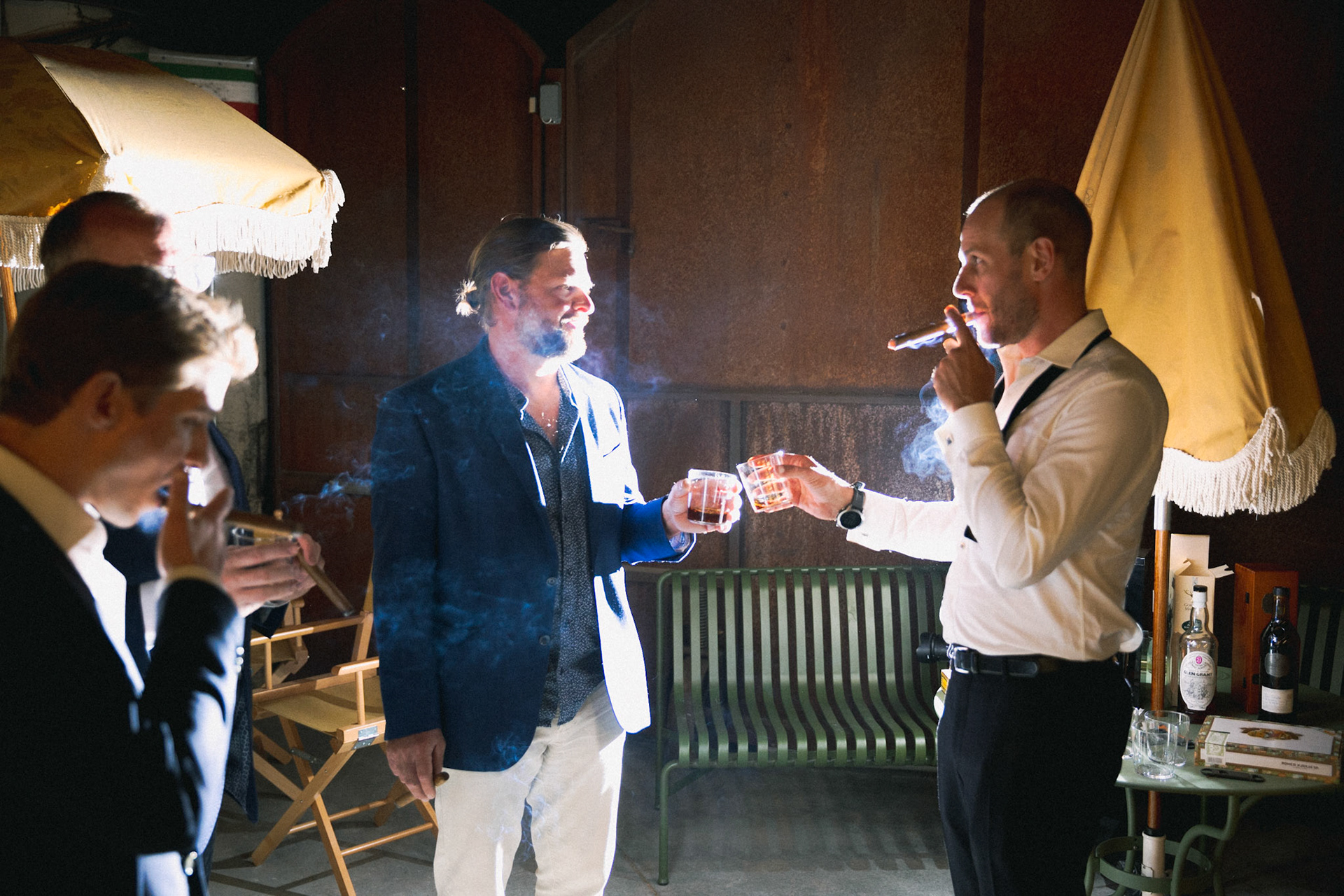 Bride and groom celebrate their marriage with an elegant reception in wine country