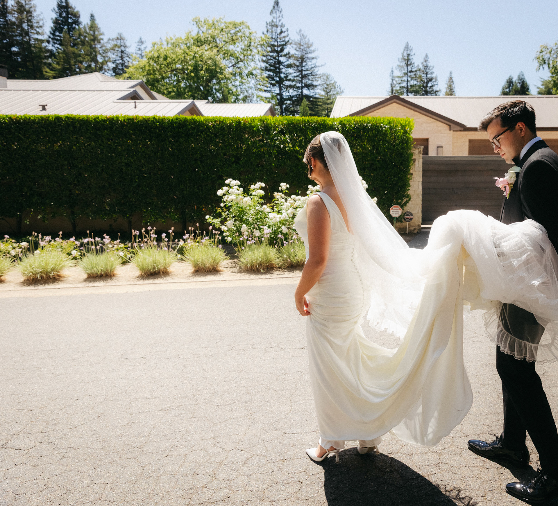 Sophia and Miles celebrated their wedding at her family’s private estate in Northern California. Photographed by Kelly Sharp on film and digital.
