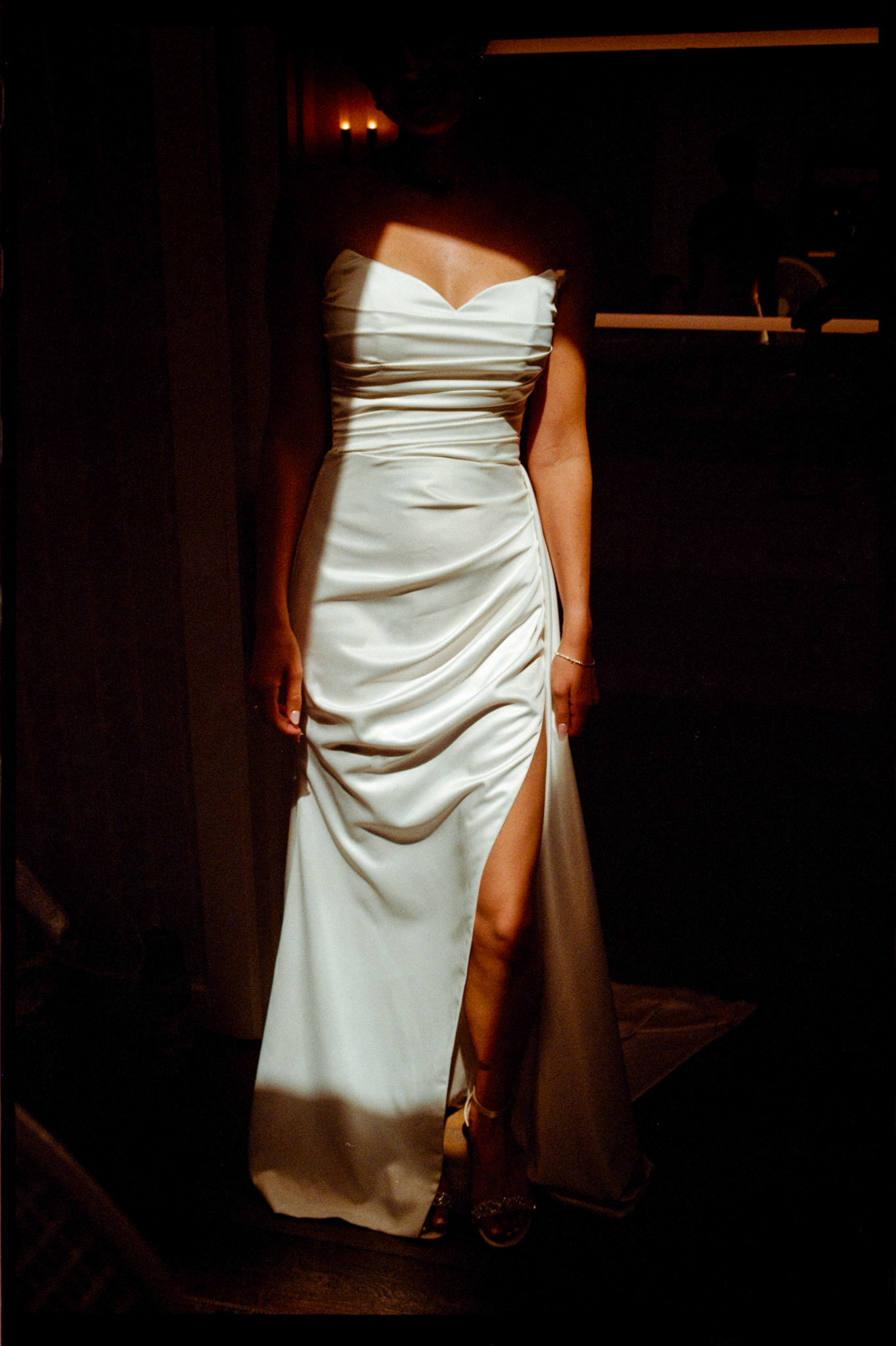A Julie Vino wedding gown and morning preparations photographed on film in Truckee.