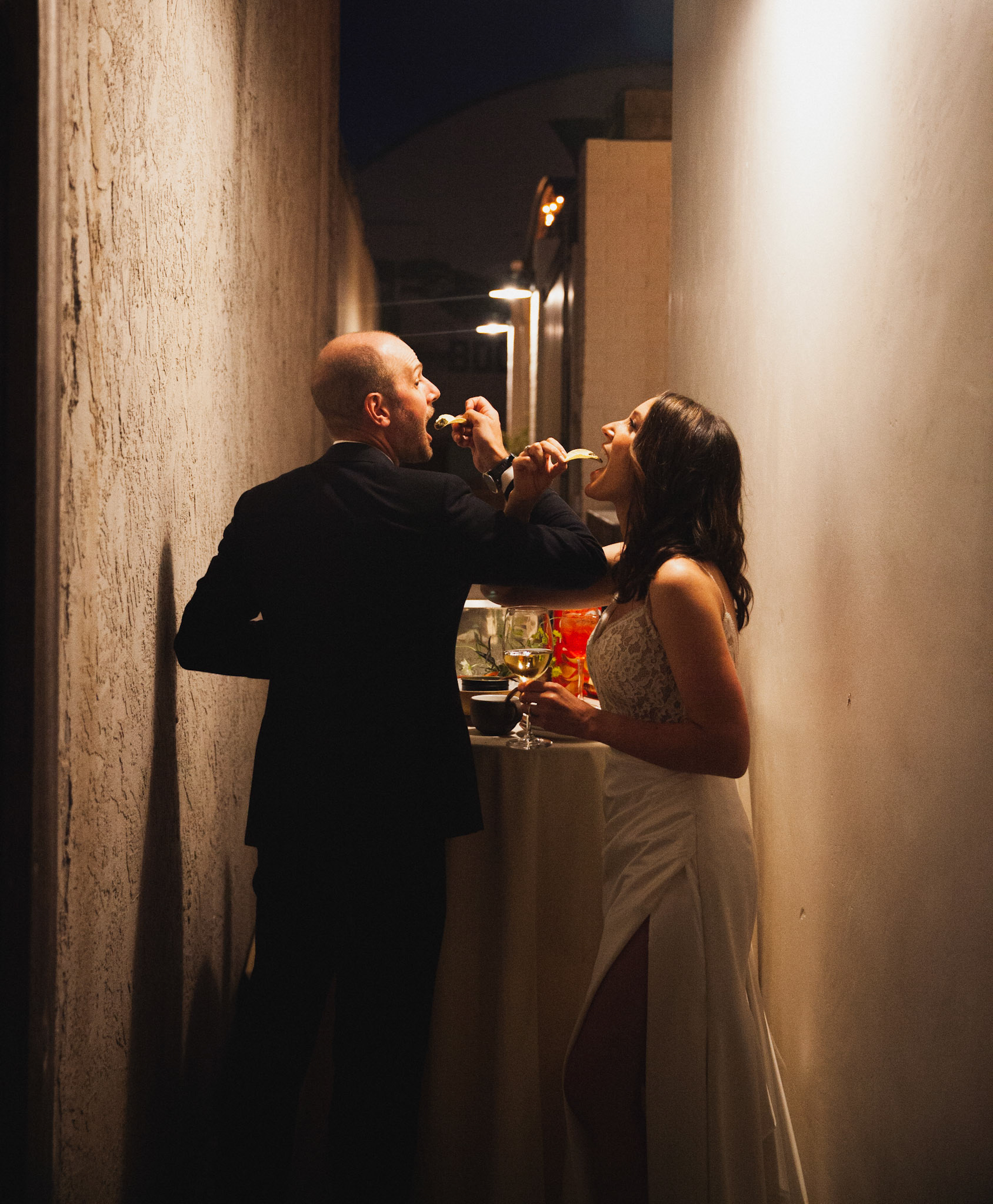 Bride and groom celebrate their marriage with an elegant reception in wine country