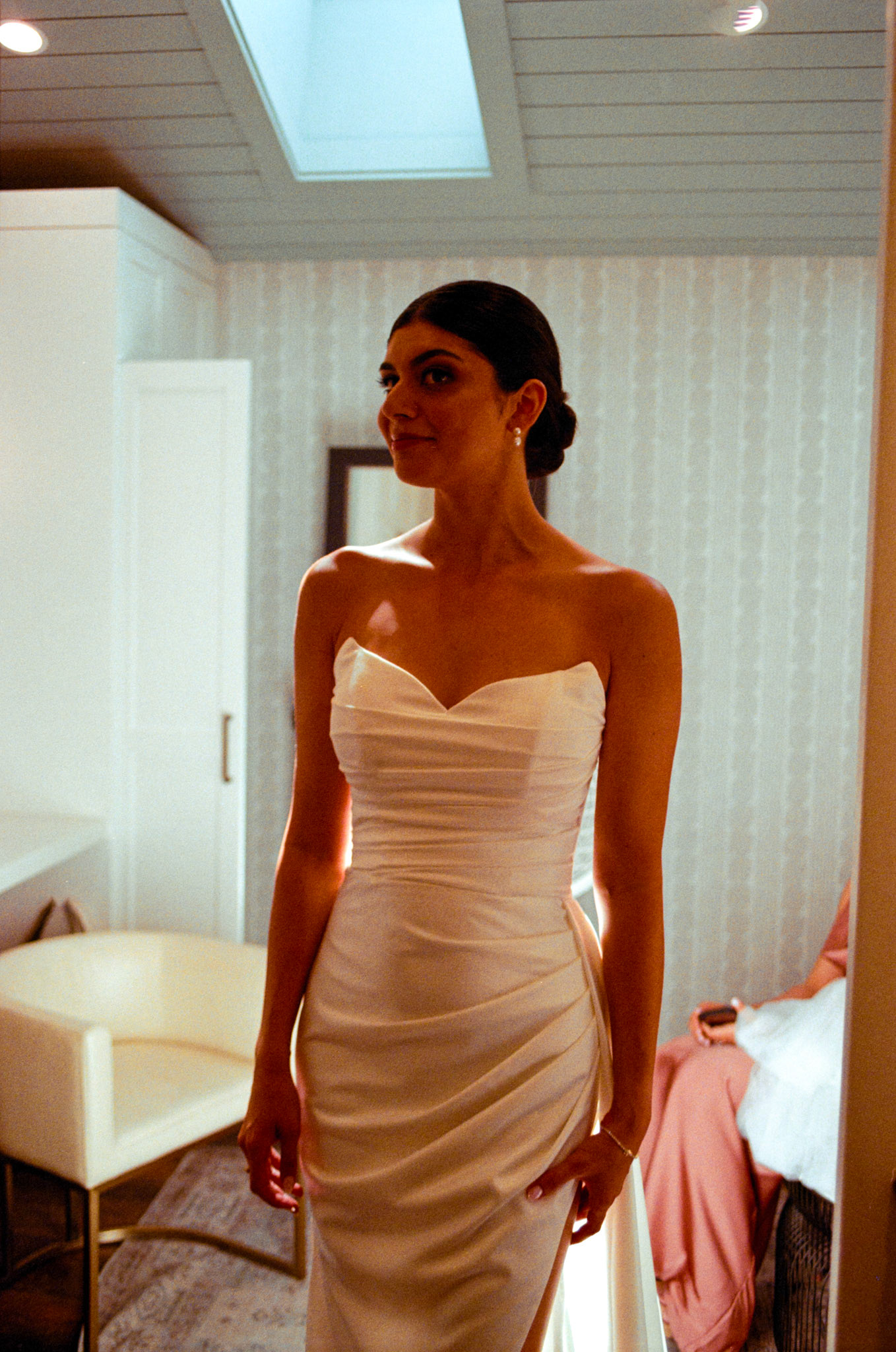 A Julie Vino wedding gown and morning preparations photographed on film in Truckee.