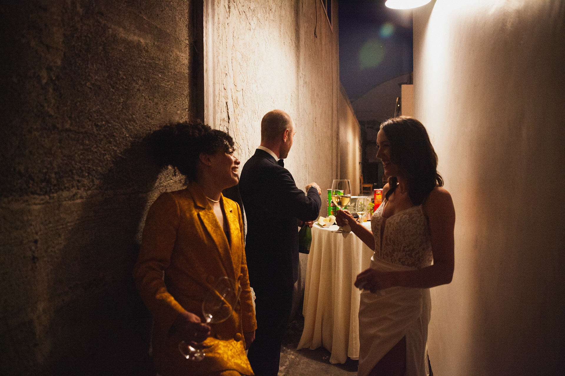 Bride and groom celebrate their marriage with an elegant reception in wine country