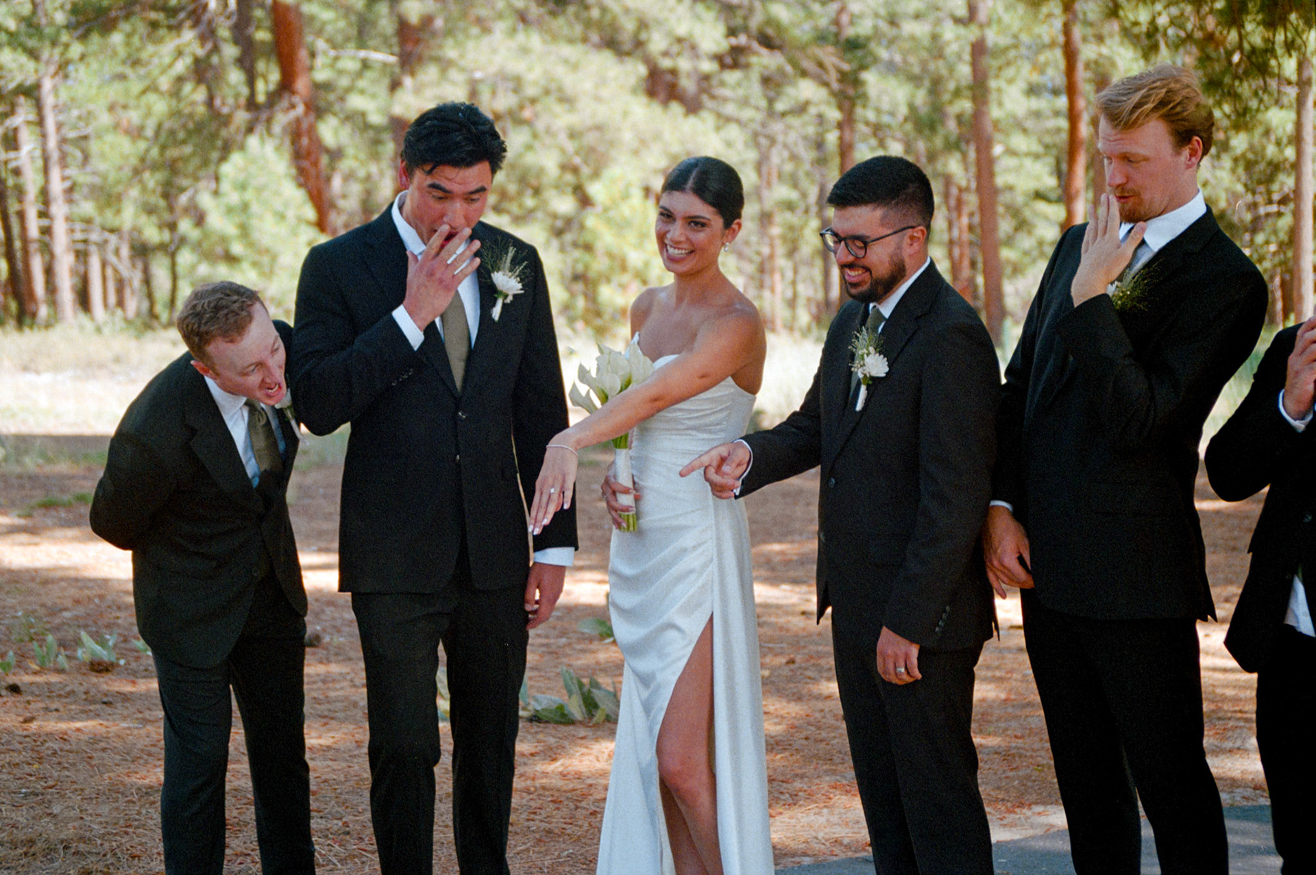 A Julie Vino wedding gown and morning preparations photographed on film in Truckee.