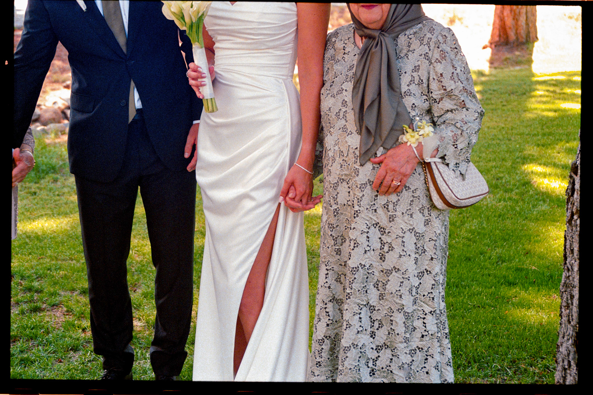 A Julie Vino wedding gown and morning preparations photographed on film in Truckee.