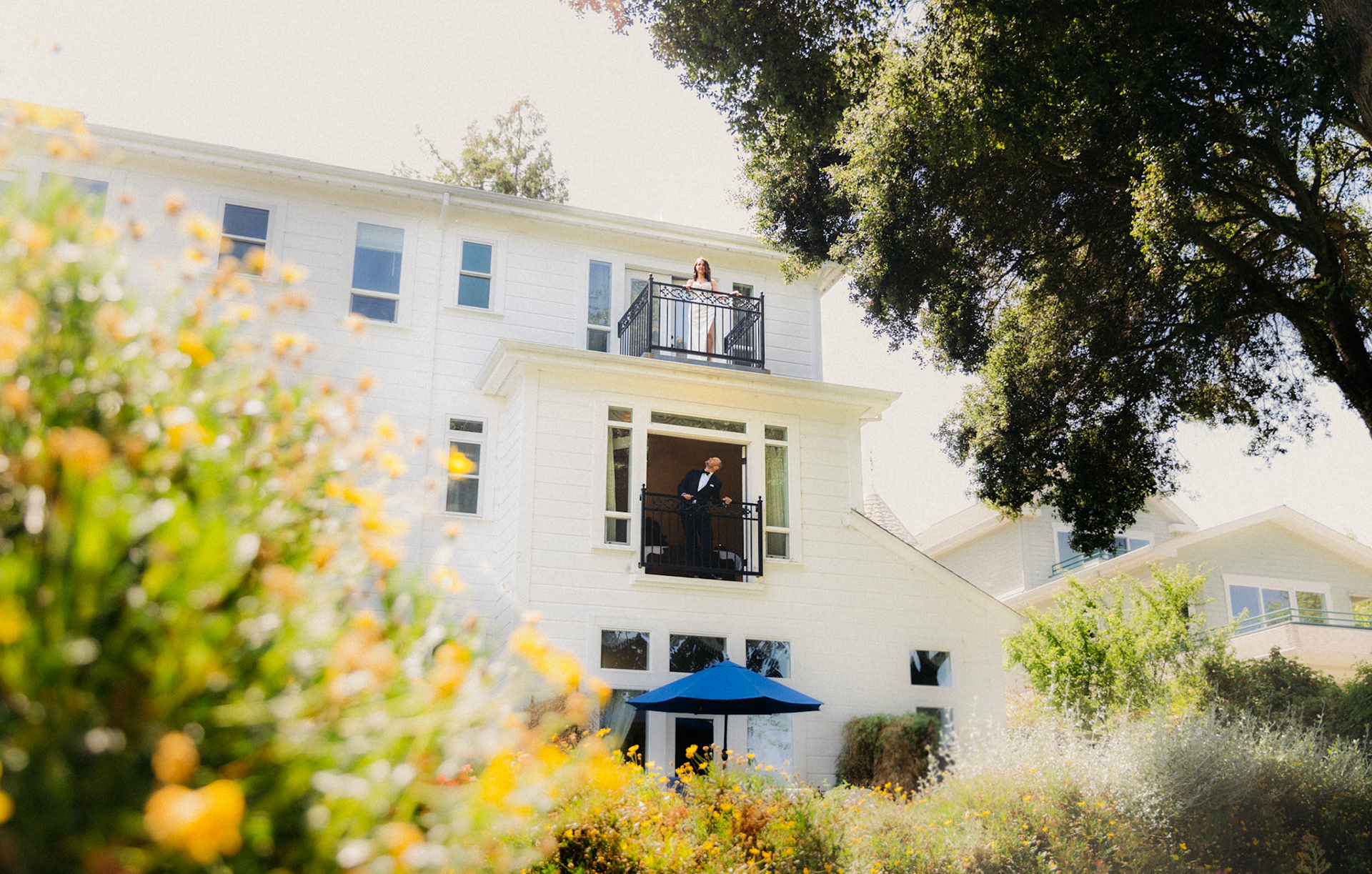 Couple prepares for wedding at Healdsburg Inn, California