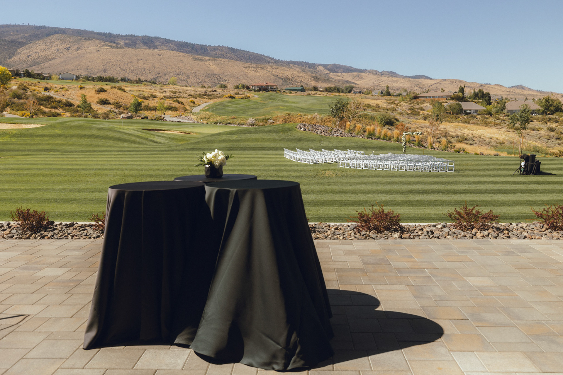 Bret, Derek, and their wedding party getting ready at The Club at ArrowCreek in Reno.