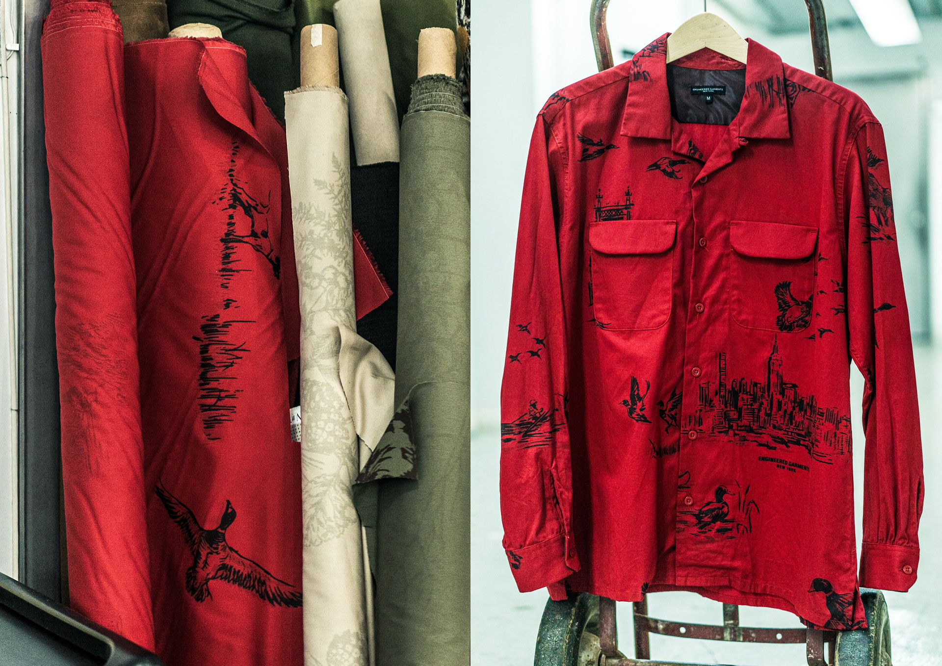 Engineered Garments FW23 Red Hunting Print Artwork by Manabu Gaku Inada